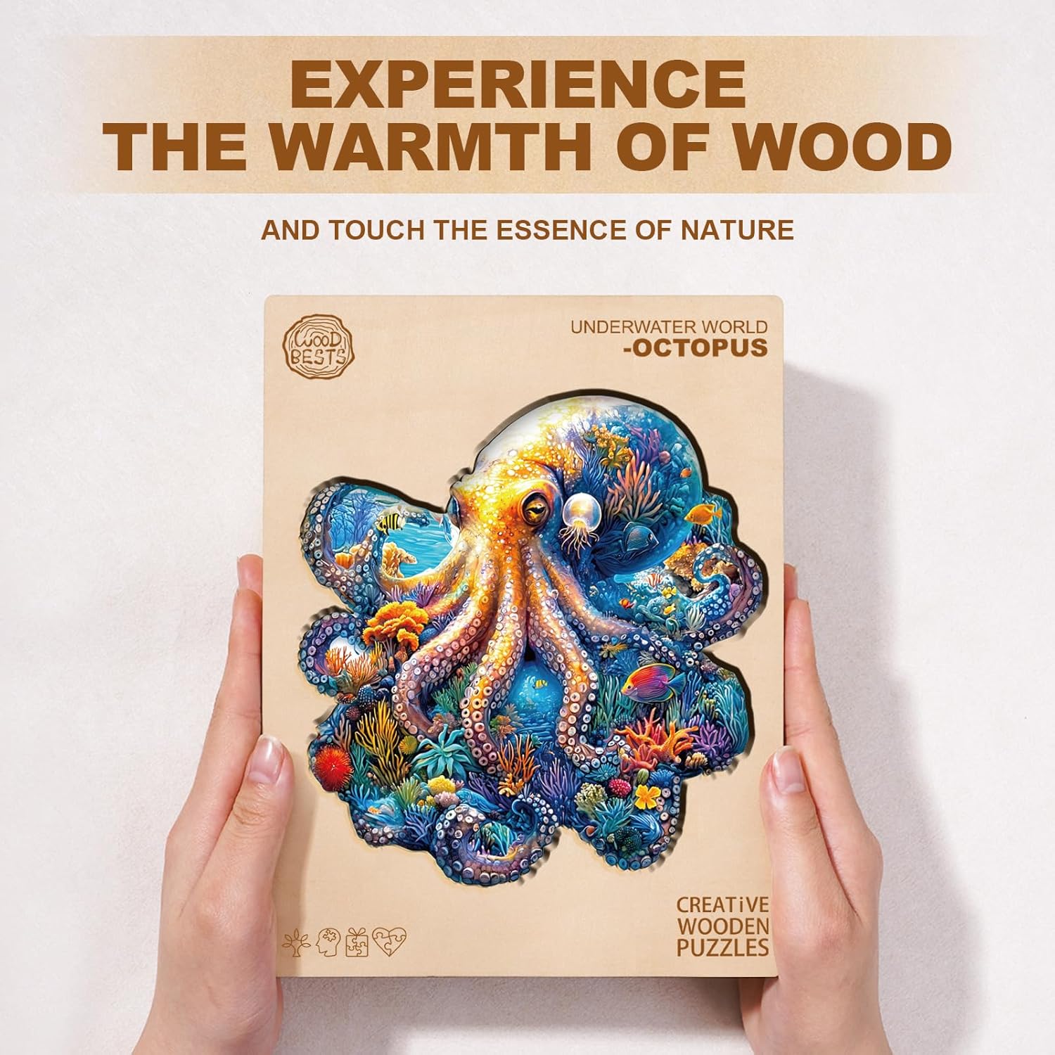 Wooden Puzzles for Adults, Unique Shaped Underwater World Octopus Jigsaw Puzzles,Magic Wooden Jigsaw Puzzles, Gifts for Family or Friends for Any Holiday.(11.4 * 10.4 in 200pcs)