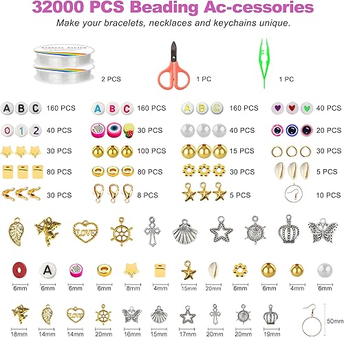 Vista 26 de Redtwo Kit de 23000 cuentas de arcilla para hacer pulseras de la amistad, 7 cajas de 144 colores, juego de cuentas Heishi de polímero plano