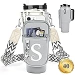 LOKASS Personalized Water Bottle Holder with Strap for Stanley Cup Accessories 40 oz Tumbler, Initial Water Bottle Carrier Bag W/Phone Pocket, for Women,Ideal for Thanksgiving/Christmas/New Year
