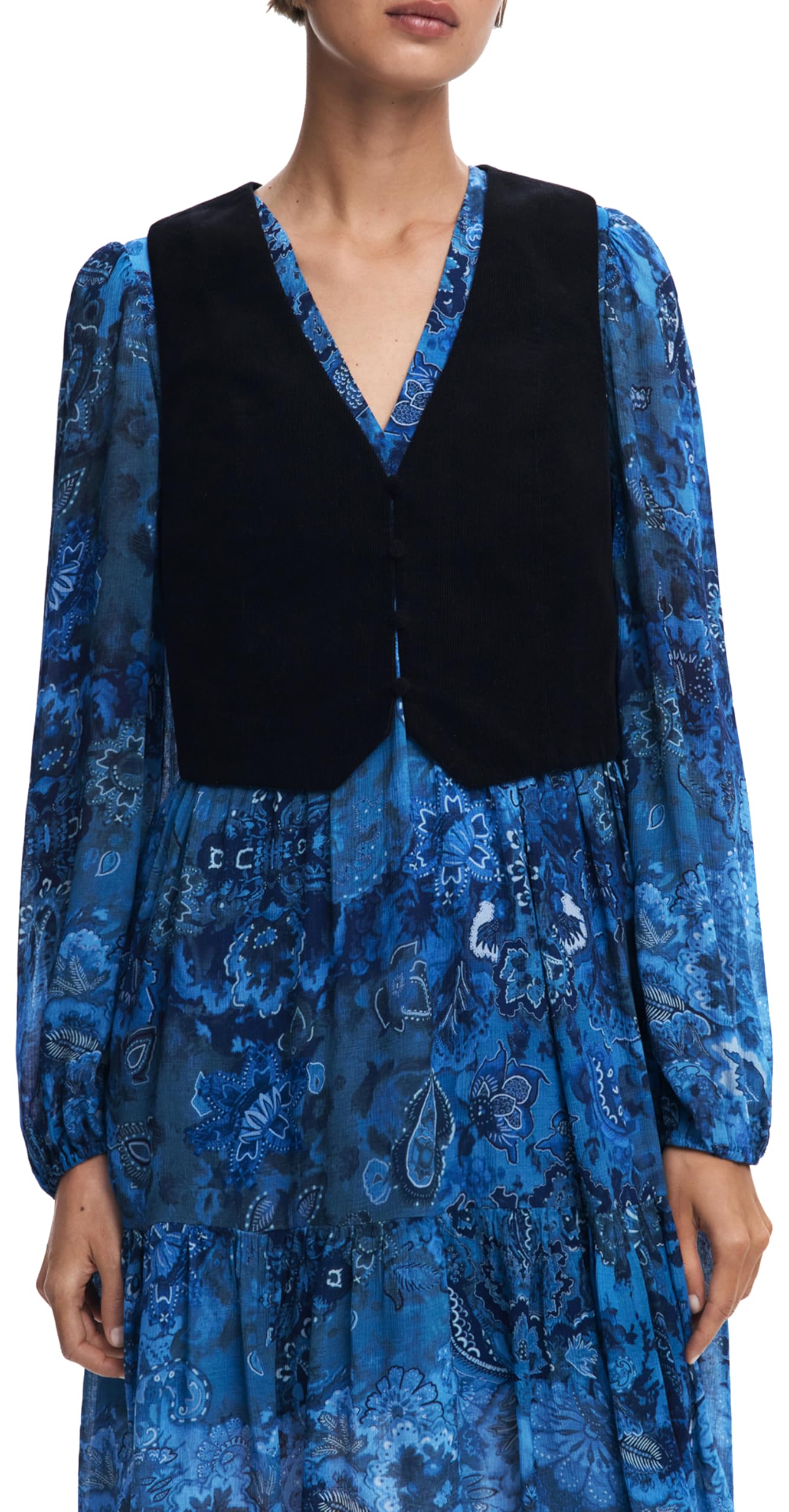 Desigual Vest_Chaleco, 5032 Azul Oscuro, XS