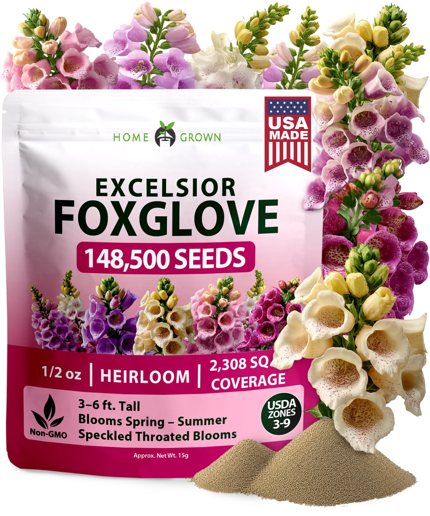 HOME GROWN Foxglove Mix 148,500 Flower Seeds 15g Digitalis purpurea