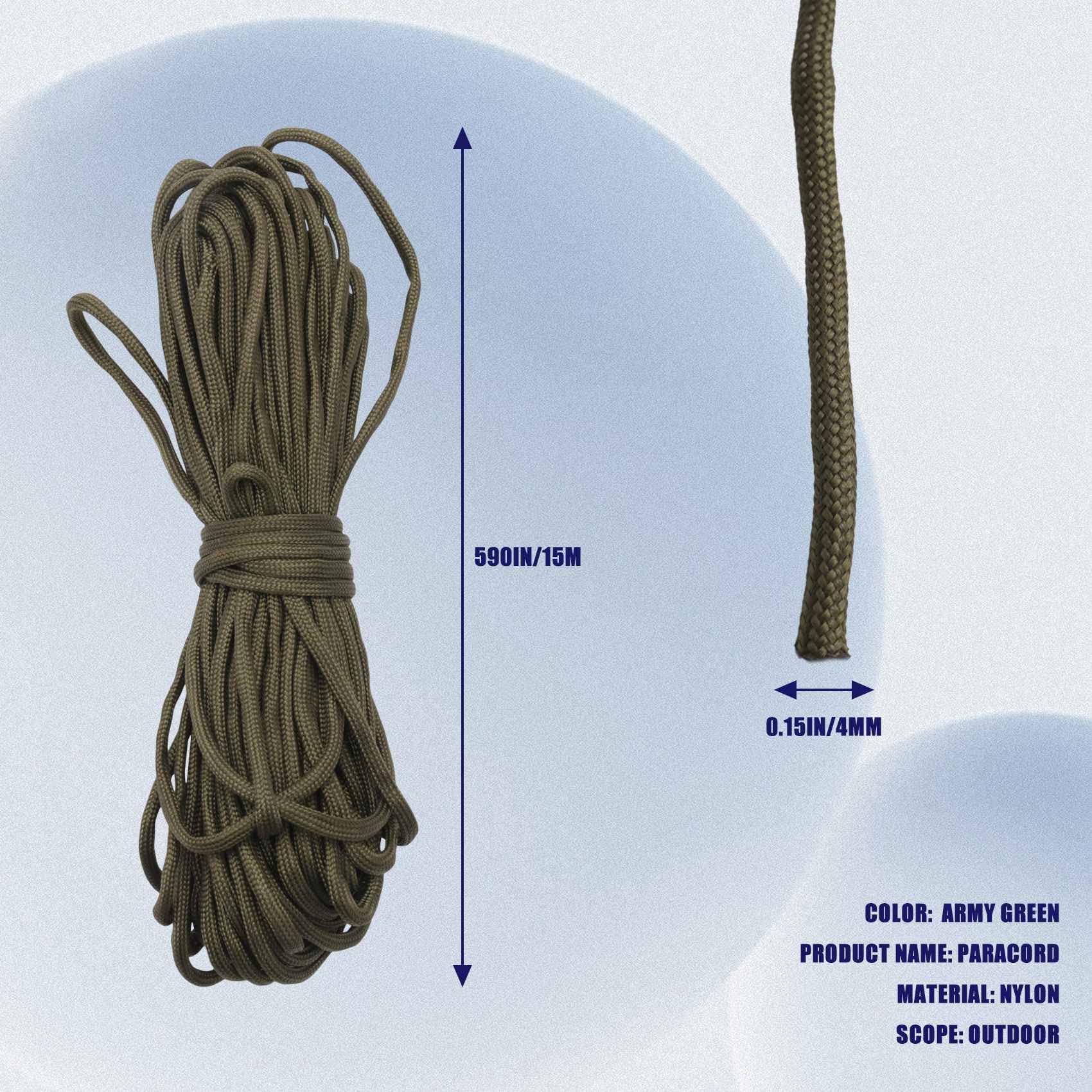 Paracord Militare 15M Corda Resistente Sopravvivenza Verde