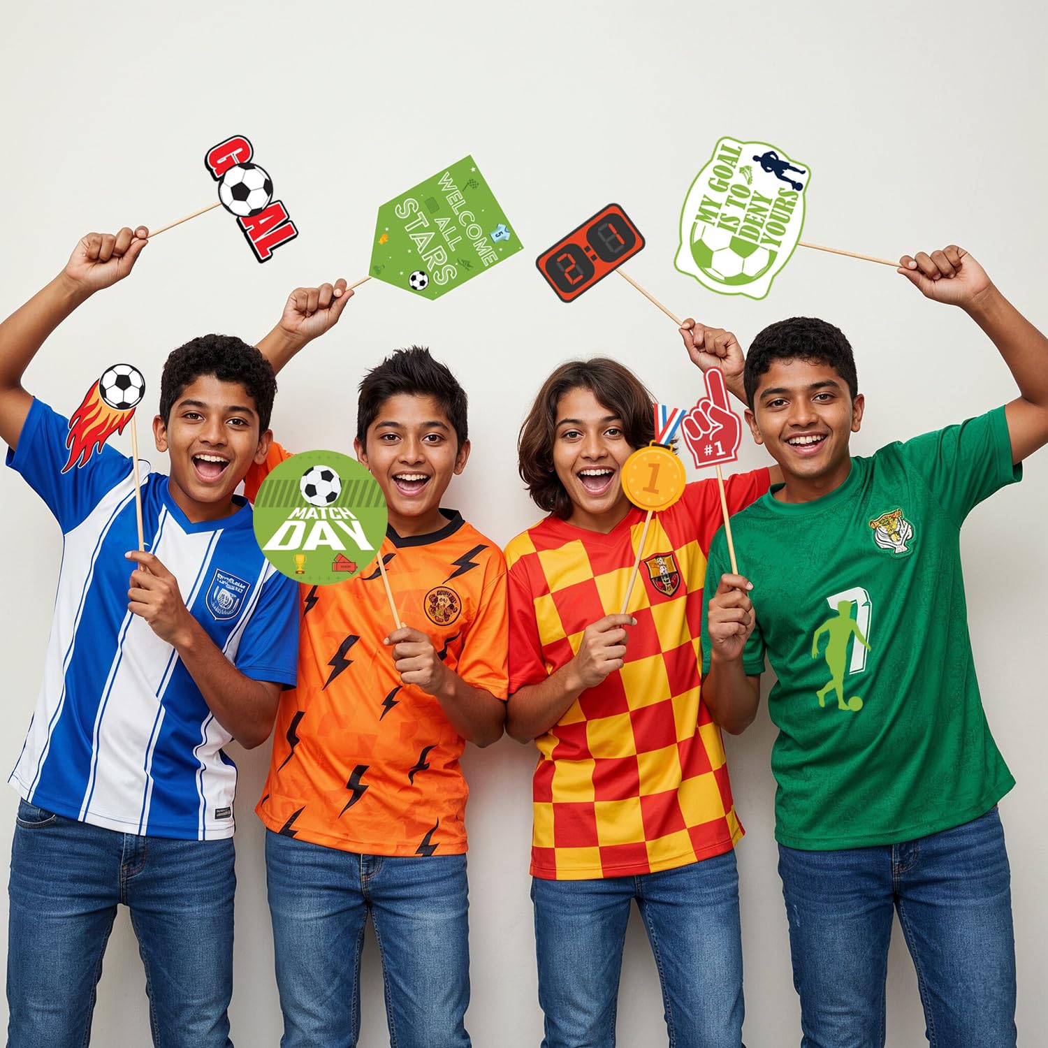 Party Propz Football Theme Photo Booth Props - 21 Pcs, Football Theme Cutouts with Sticks, Birthday Props, Baby Photoshoot Props| Perfect for Sporty Events, Photo Fun Setup(Cardstock) 2