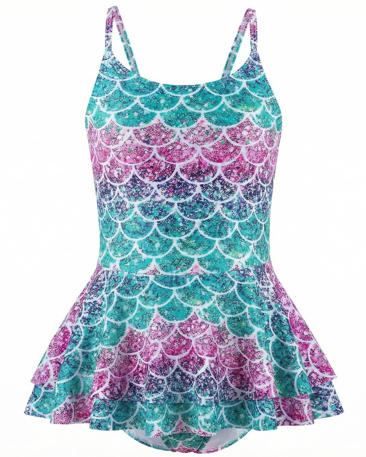 JiAmy Badeanzüge Mädchen, Einteiler Schwimmanzug mit Rock Meerjungfrauen Sling-Back Badeanzug für Kinder 4-9 Jahre