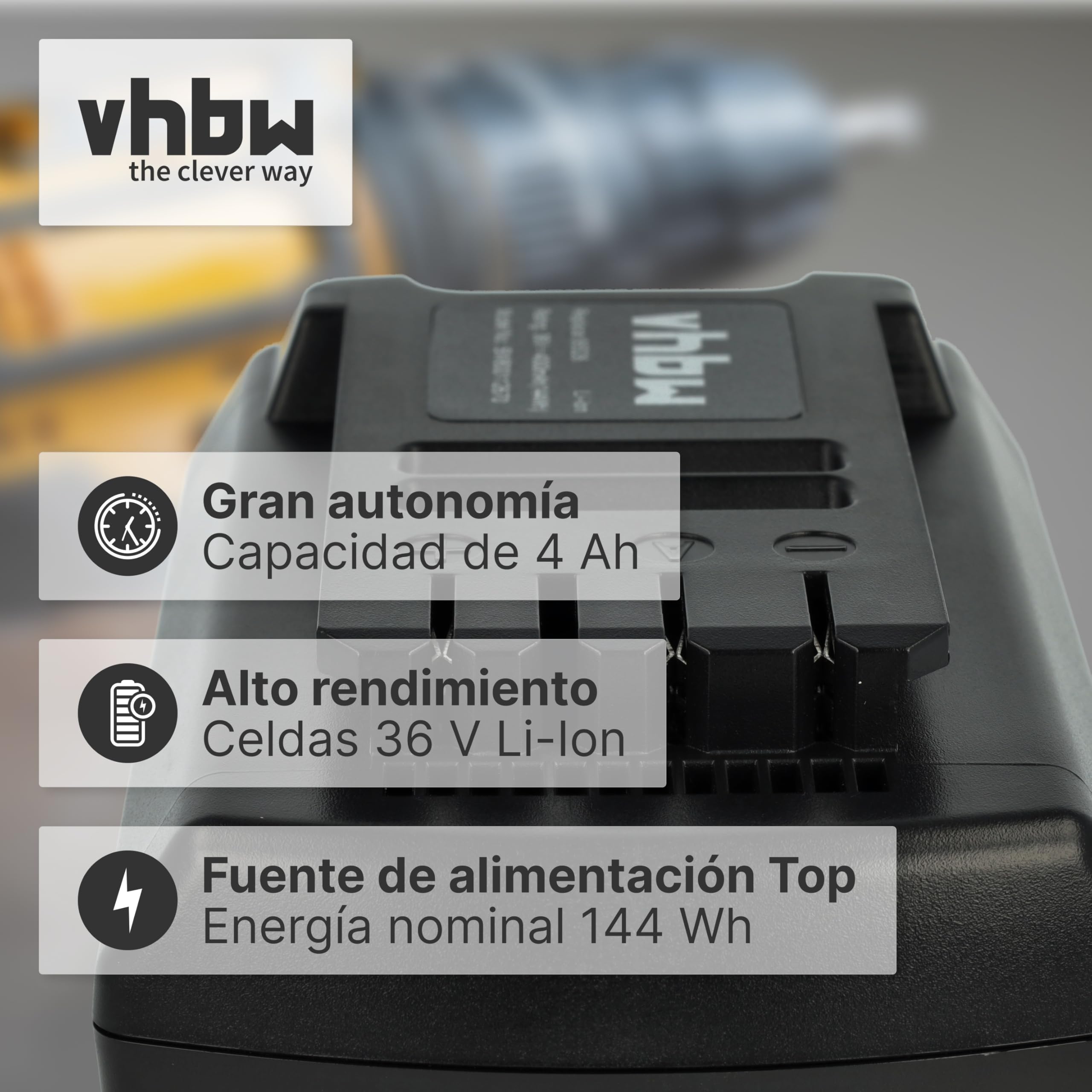vhbw Batería Compatible con Güde cortacésped a batería 430/36 Li-Ion (95545), Herramienta eléctricas (4000 mAh, Li-Ion, 36 V)