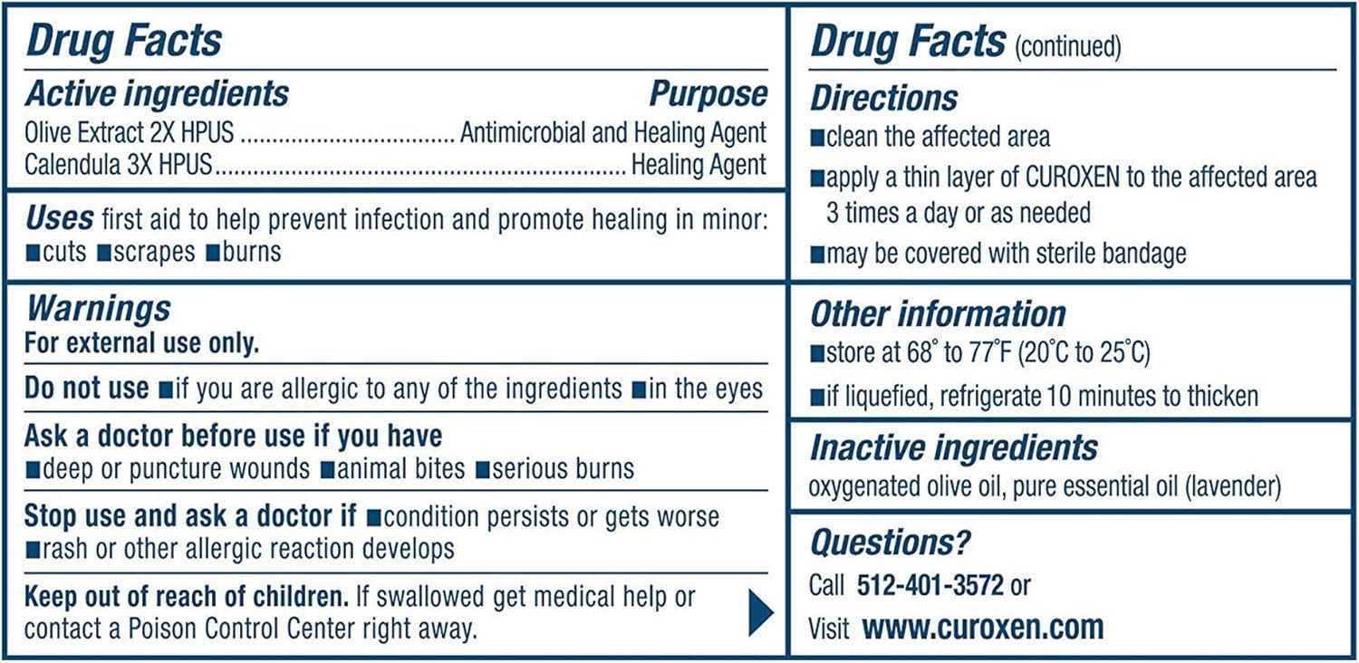CUROXEN First Aid Natural Antibiotic Ointment, 1.0oz | All-Natural & Organic Ingredients | First Aid Refill : Health & Household