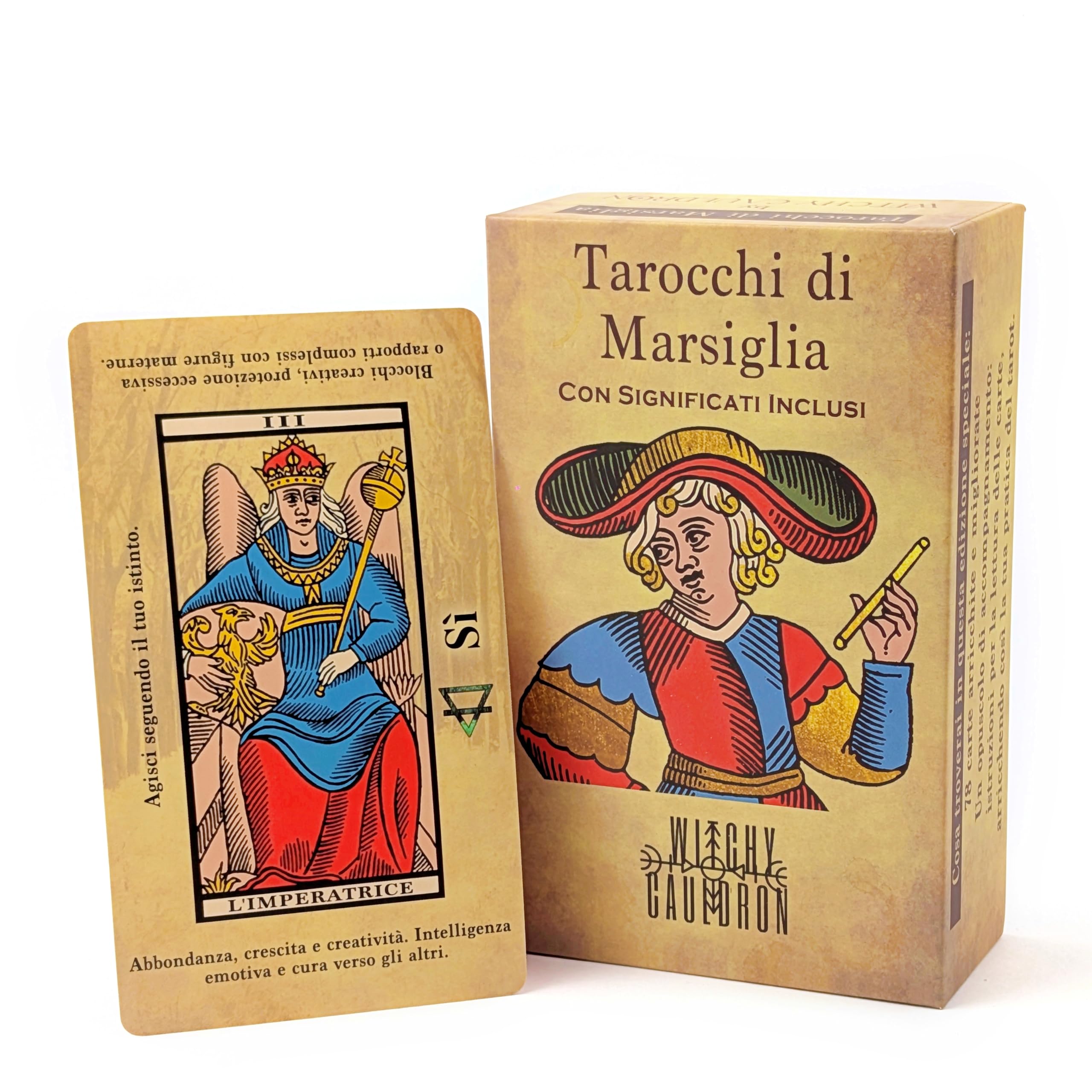 Witchy Cauldron – Tarocchi di Marsiglia per Principianti | Carte Tarocchi in Italiano con Significato| Mazzo Completo 78 Carte