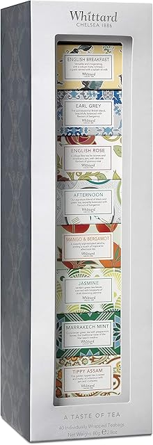 Whittard of Chelsea | Tea Discoveries A Taste of Tea| Gift Set For Men & Women | Collection of Black & Green Teas | Suitable for Vegans & Vegetarians | - 8 Flavours x 5 Teabags