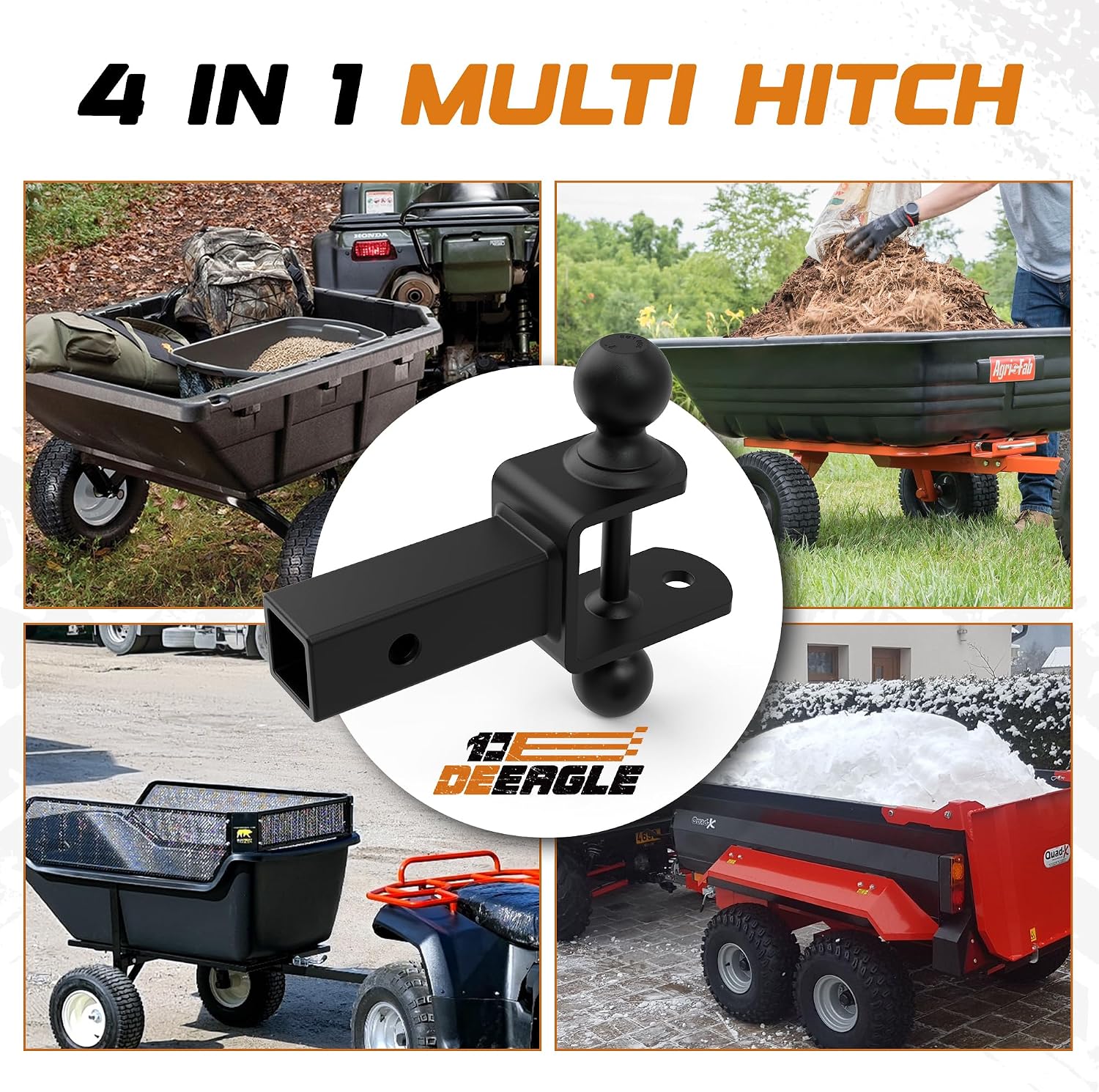 ATV/UTV Trailer Hitch, 1-7/8 & 2 Hitch Balls, Fits 1-1/4 Receiver