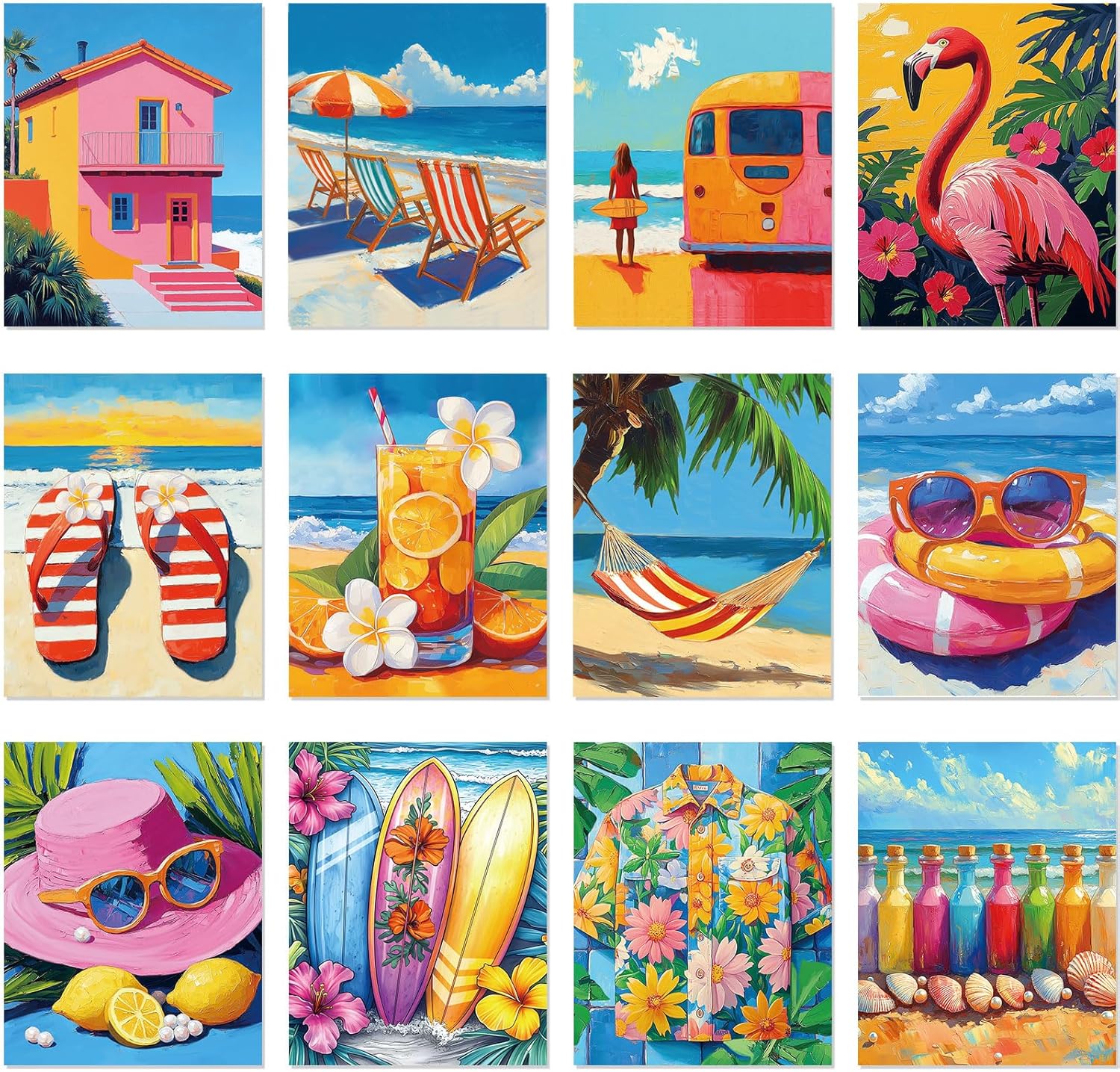 Sherr 12 Pcs Pre Drawn Canvas to Paint Animal Pre Printed Canvas for Painting for Beginners Students DIY Art Paint Supplies Christmas Valentines Party Favor(Cute Animals,8 x 8 Inch)