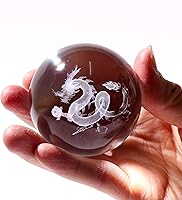 Vista 3 de Figuritas de dragón de bola de cristal de láser 3D pisapapeles con soporte de vidrio de cristal de regalo vskikris