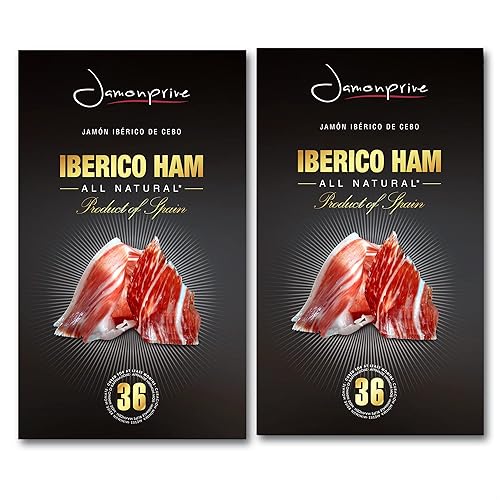 Miniatura 3 de Jamón ibérico español en rodajas (4 onzas) Jamonprive  Jamón español ibérico alimentado con pasto (Pata Negra) sin nitratos ni nitritos, todo