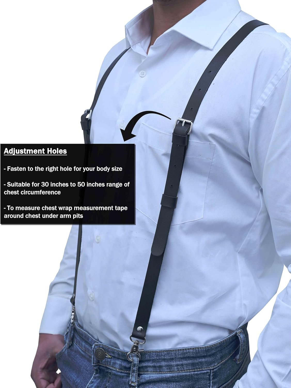 Genuine Leather Suspenders For Men Heavy Duty with Strong Clips, Leather Suspenders for Men - Image 7