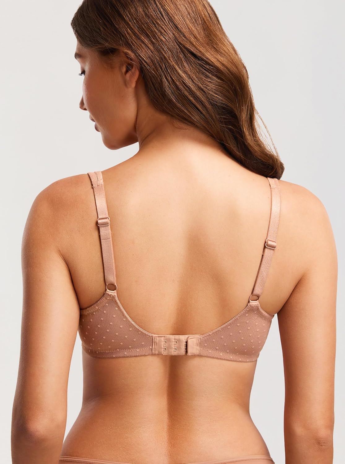 DOBREVA Women's Unlined Balconette Mesh Bra Square Neck Sheer See Through Underwire Bras Plus Size