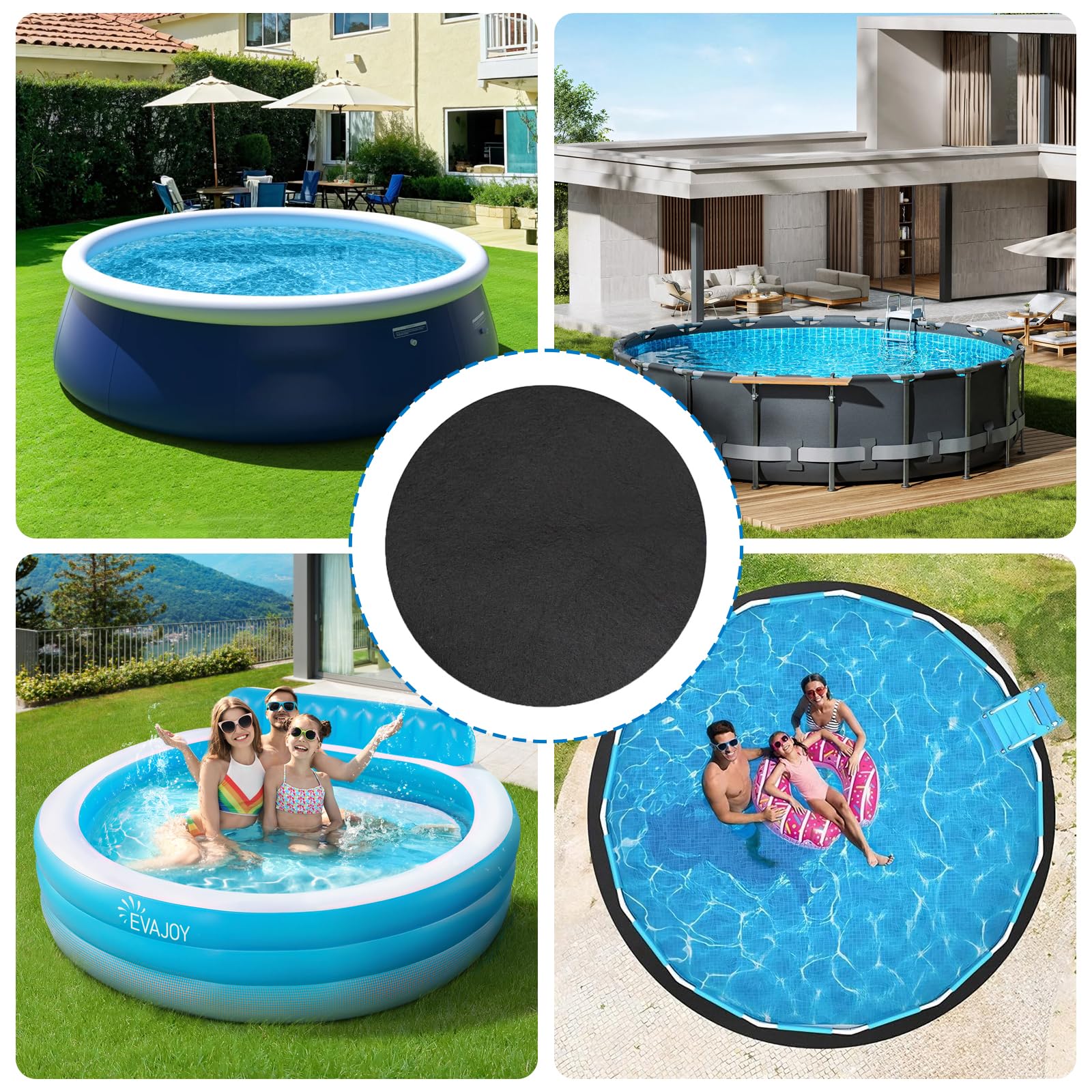 Poolunterlage Rund 460cm, Outdoor 200g/m², Rutschfeste Bodenschutzmatte für Aufstellpools & Whirlpools