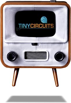 TinyCircuits TinyTV 2 Portable Retro Mini TV 1.14 IPS Screen, Preloaded & Uploadable Videos, USB-C Rechargeable, Knob Controls + Tiny Remote (Brown)
