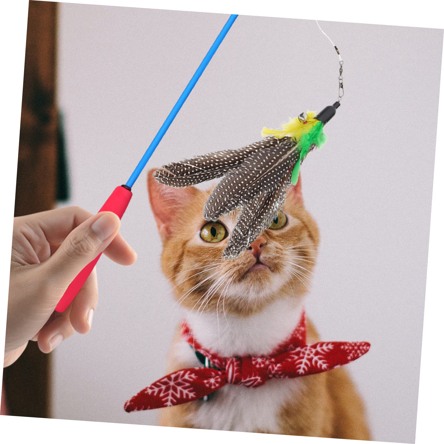 SUPVOX 4ensembles Canne Télescopique pour Chat avec Tête De Teasing De Jouets Interactifs pour Chats Stimule Instinct De Chasse Et Favorise Le Lien avec Votre Animal