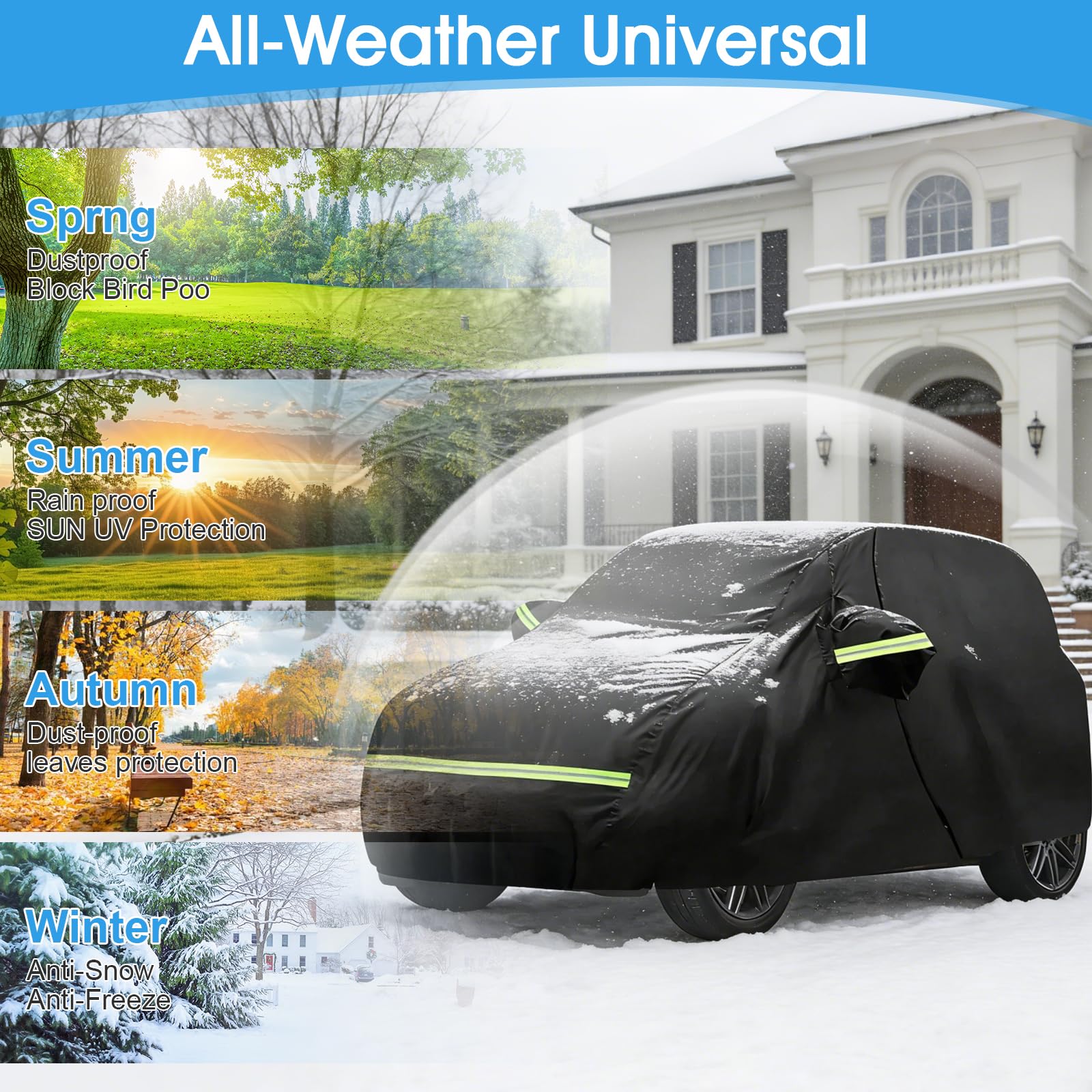 Telo copriauto per Smart Fortwo W451 W453 2016-2024, impermeabile, invernale, traspirante, copertura completa per auto, per sole, pioggia, raggi UV, protezione dalla polvere, con porta con cerniera