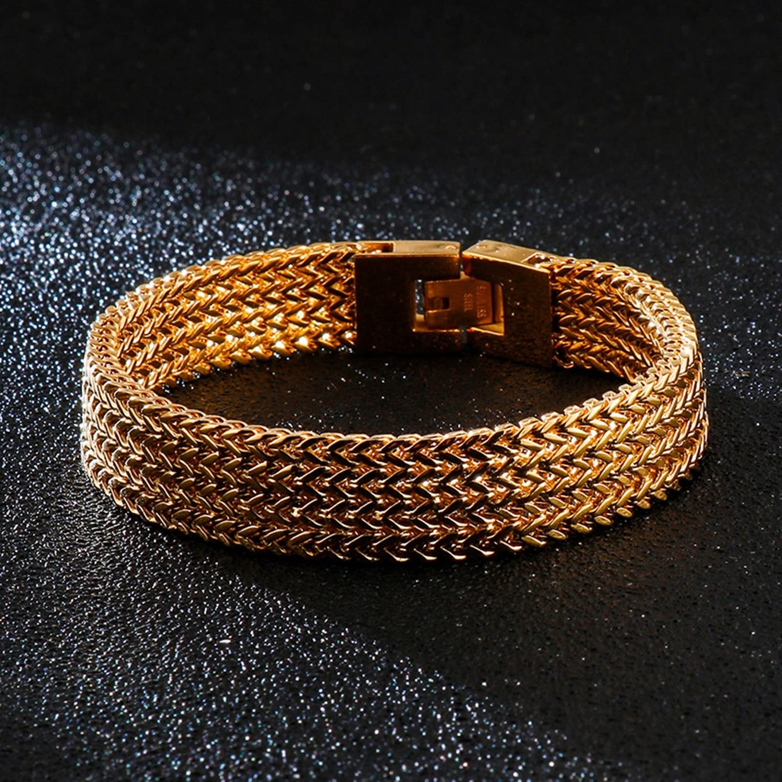 Bransoletki dla mężczyzn, czarne, bransoletki łańcuszkowe, łuski ryb, stal nierdzewna, fajne bransoletki dla mężczyzn, 210x13mm, Bez kamieni szlachetnych