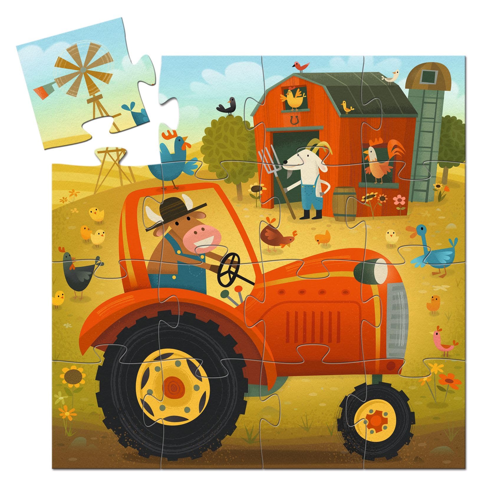 Djeco puzzle tractor - children's puzzle 16 pieces