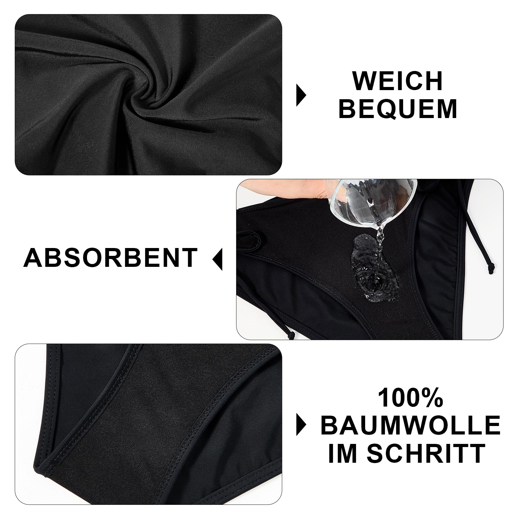 PONCEAU Bikinihose Damen mit Raffung Klassisch Badehose Badeshorts Strandhose Grosse Grössen für Frauen Bikini Hose Gezopfte Schleifen-Design