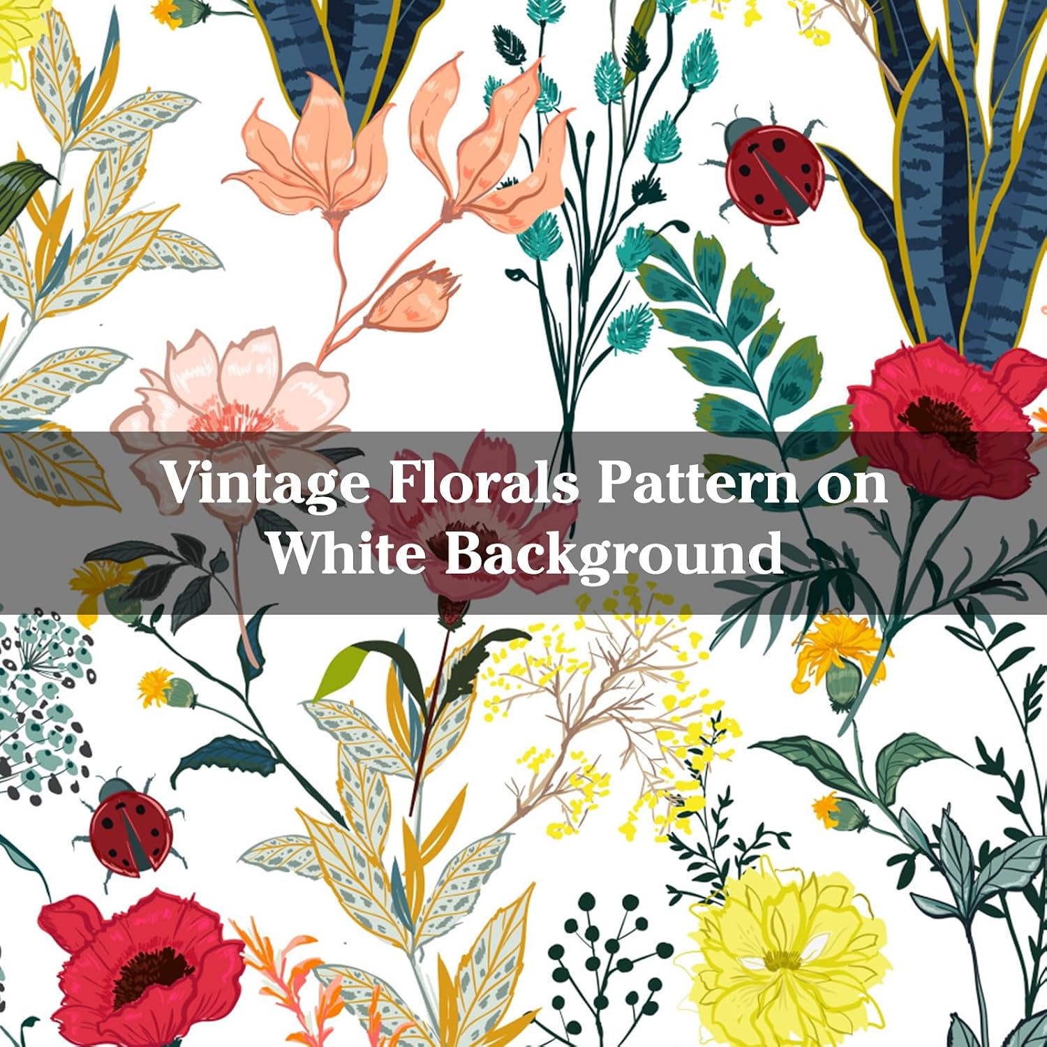 White Floral Blackout Curtains for Bedroom and Living Room 84 Inch Length 2 Panels Set,Boho Vintage Botanical Patterned Thermal Insulated Drapes with Grommet Top