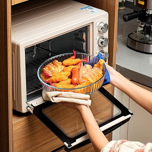 Miniatura 7 de Domensi 2 platos de vidrio para hornear pastel de vidrio transparente de 10.3 pulgadas, bandeja redonda antiadherente para hornear con borde