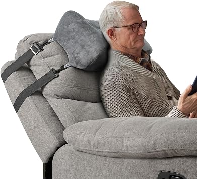 Head Pillow for Sleeping on Recliners with Adjustable Strap Office Chairs Cervical Pillow for Neck Pain Relief for, Couch Gray 2, Extra Large