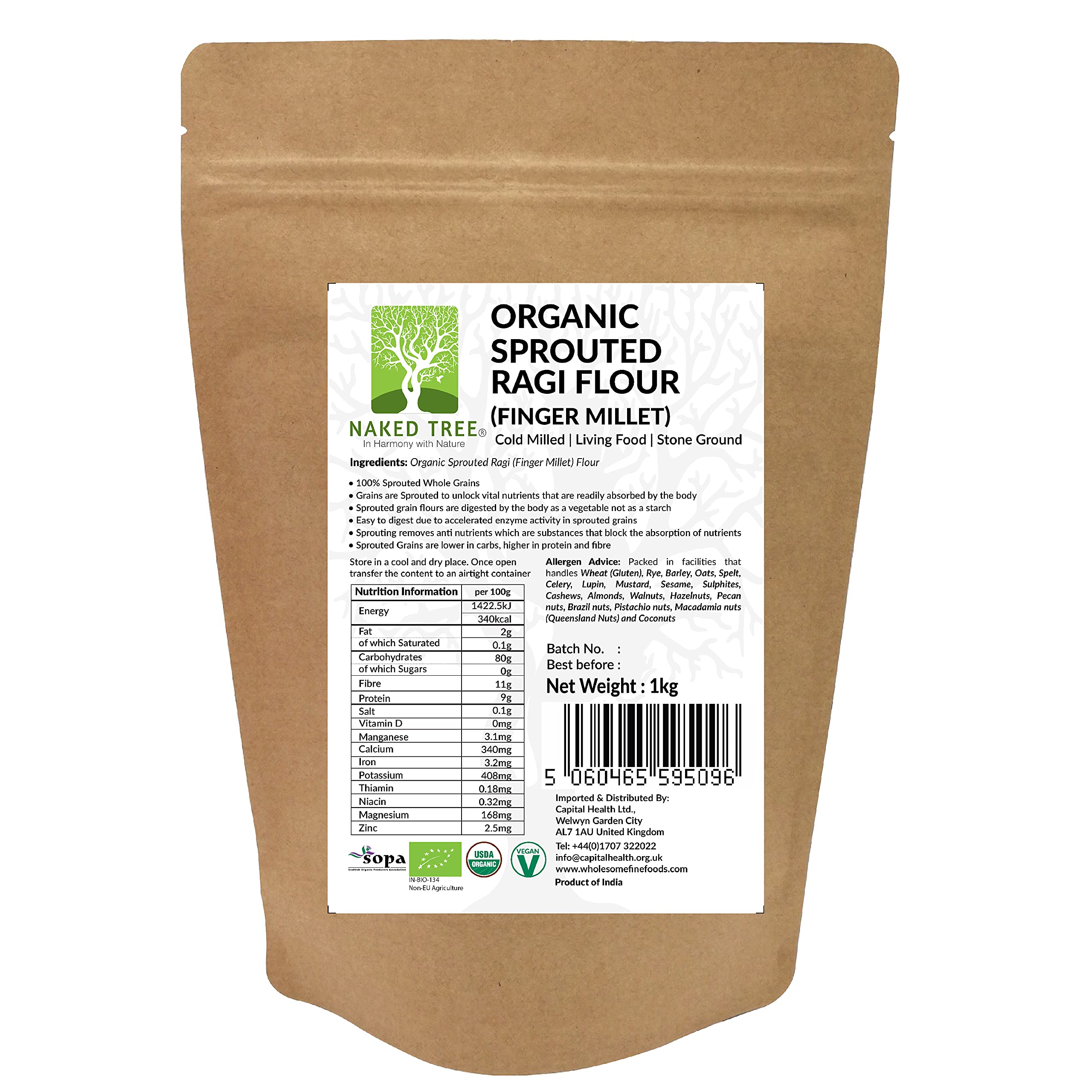 Organic Sprouted - Ragi flour - 1kg