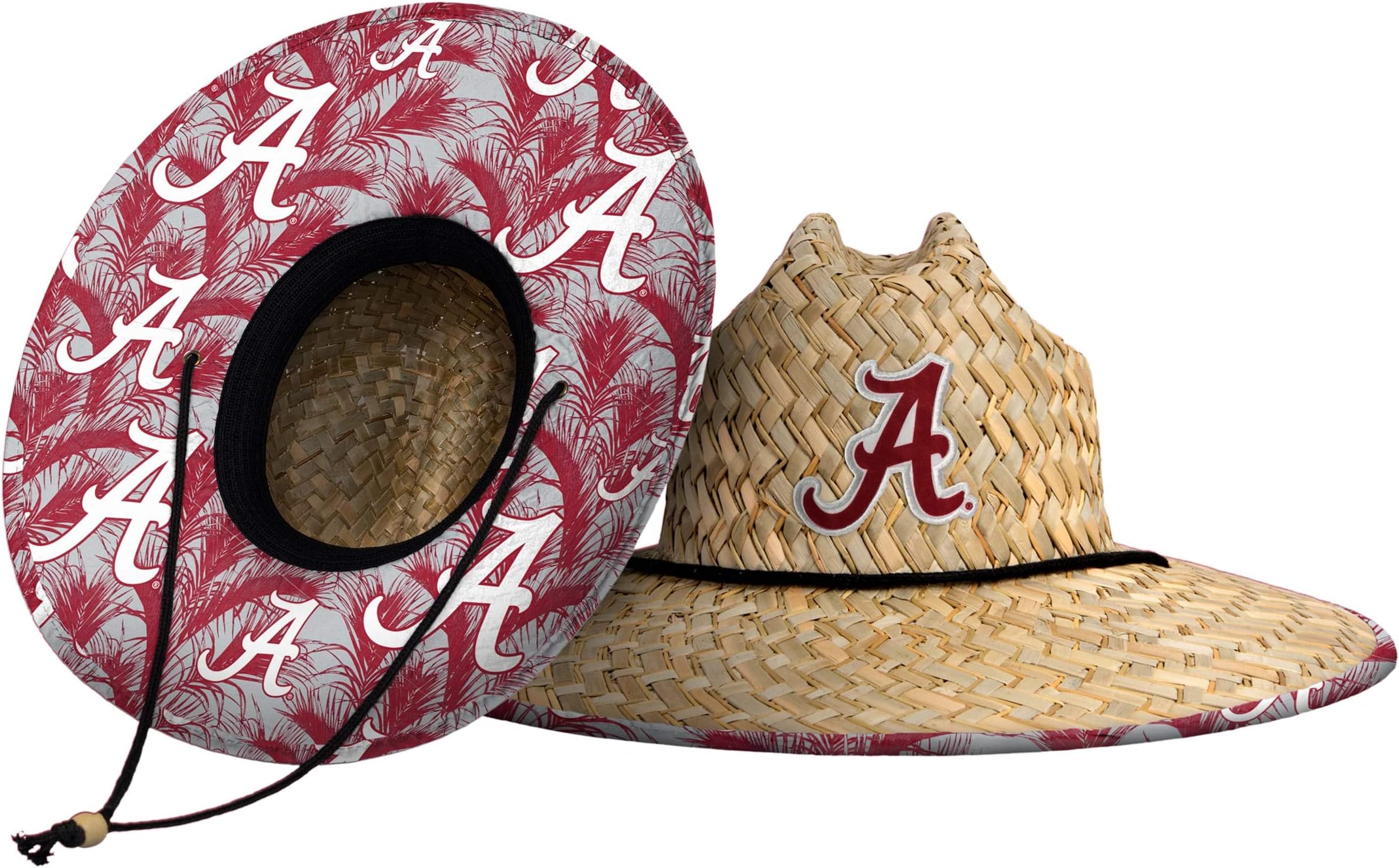 FOCO Men's NCAA College Team Logo Floral Lifeguard Beach Straw Sun Hat