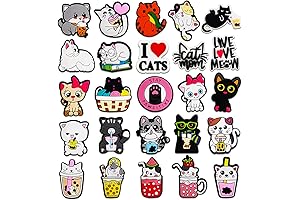 25-Piece Cat Shoe Charms for Croc Bubble Slides Clogs Sandals
