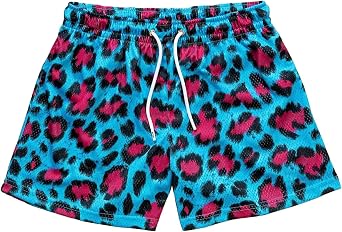 MECH-ENG Mens Leopard Graphic Print Mesh Short Athletic Basketball Workout Running Drawstring Shorts with Pockets
