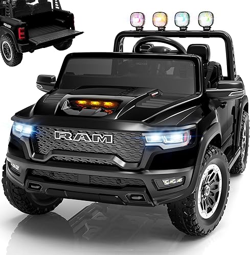 ENYOPRO Carros Montables de 24V para Niños Grandes, RAM 1500 RHO con Licencia de 2 Asientos, Carro Montable para Niños Pequeños con Control Remoto,