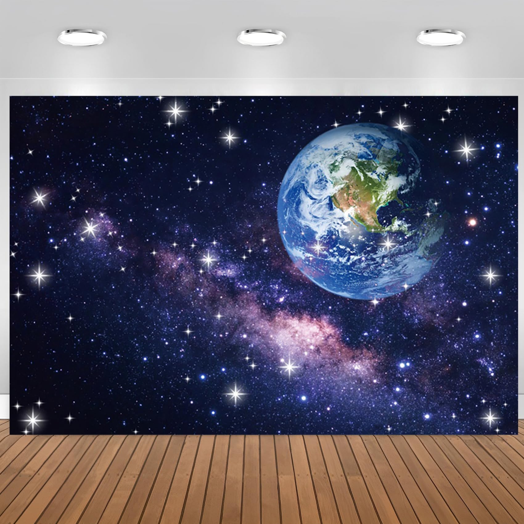 CSFOTO 7x5ft Universe Outer Space Backdrop Milky Way Earth Bright Stars Shining in Night Sky Photography Background Astronaut Theme for Baby Shower Birthday Party Decoration Photo Studio Props