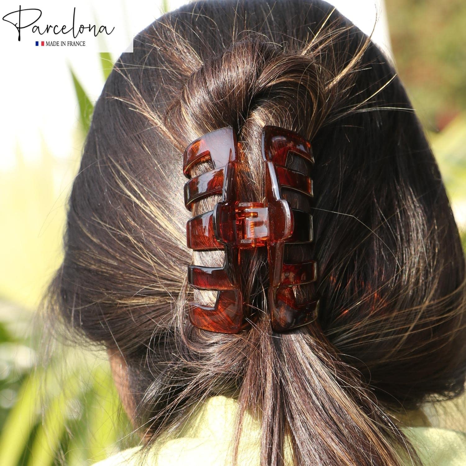Parcelona French Tubular Large Tortoise Shell Covered Spring Jaw Hair Claw Clip Clamp Clutcher - Image 7