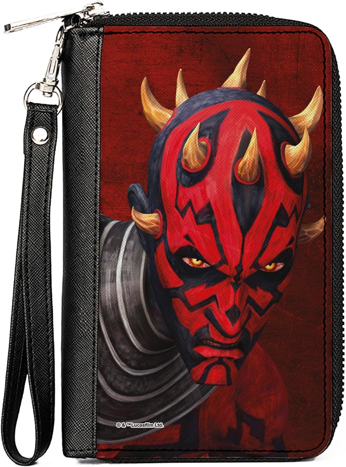 Buckle-Down Women's PU Zip Around Wallet Rectangle, Star Wars Darth Maul, 7.5"x4.5"