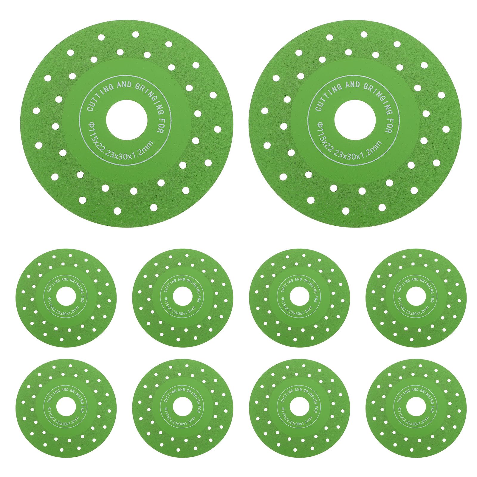 OUNONA 10 hojas de de diamante de 4,5" para amoladora angular (verde)