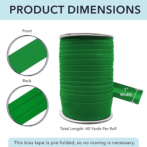 Miniatura 41 de Mandala Crafts Cinta al bies de un solo pliegue de 5/8 pulgadas para coser, acolchar, tuberías, dobladillo, manta y encuadernación de colcha, cinta