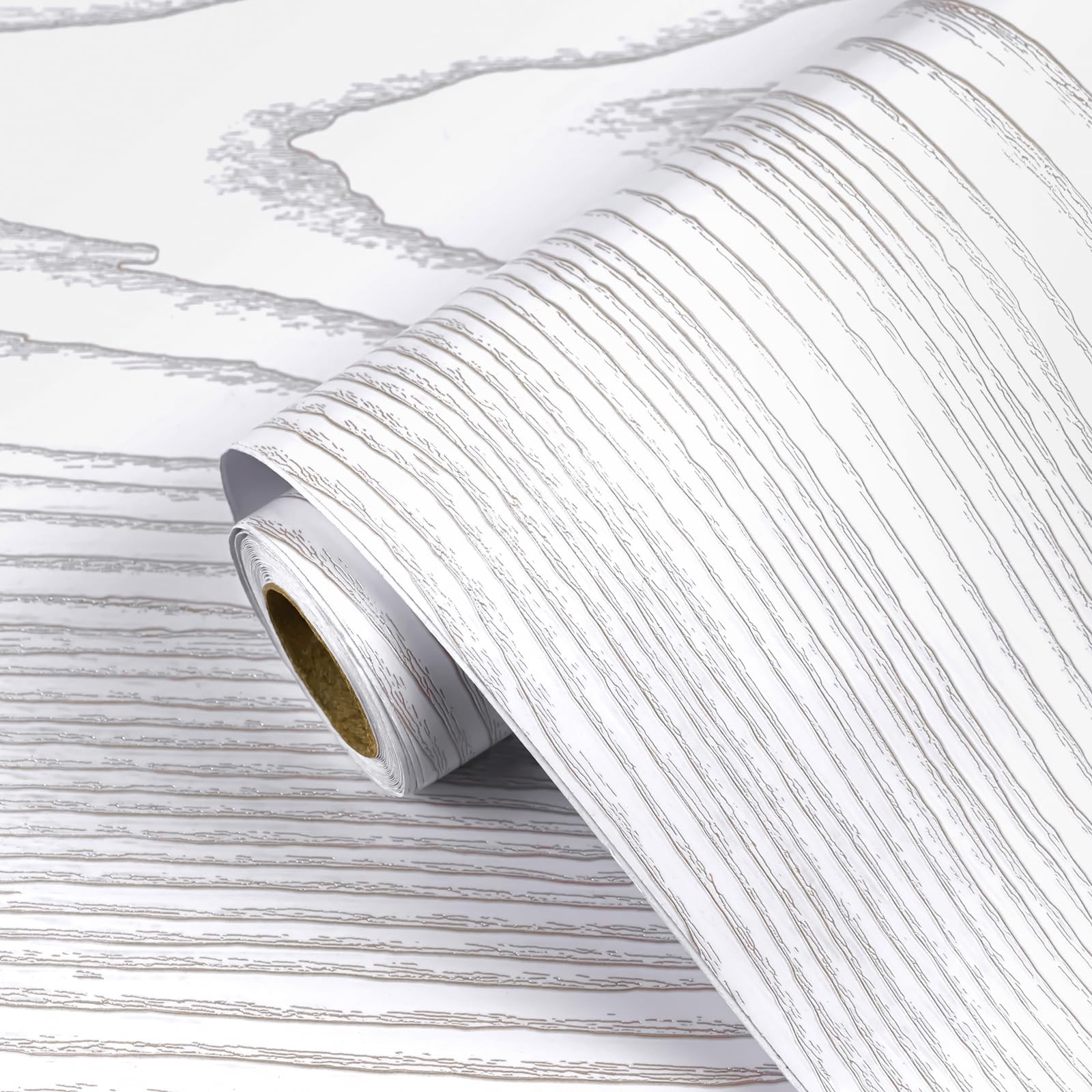 Papel de contacto de madera plateada vinilo autoadhesivo extraíble grueso para mueble