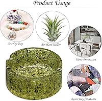 Vista 2 de Rockcloud Bandeja redonda de 3 pulgadas con resina, bandeja de joyería de cristal para decoración de mesa de oficina en casa, soporte para plantas