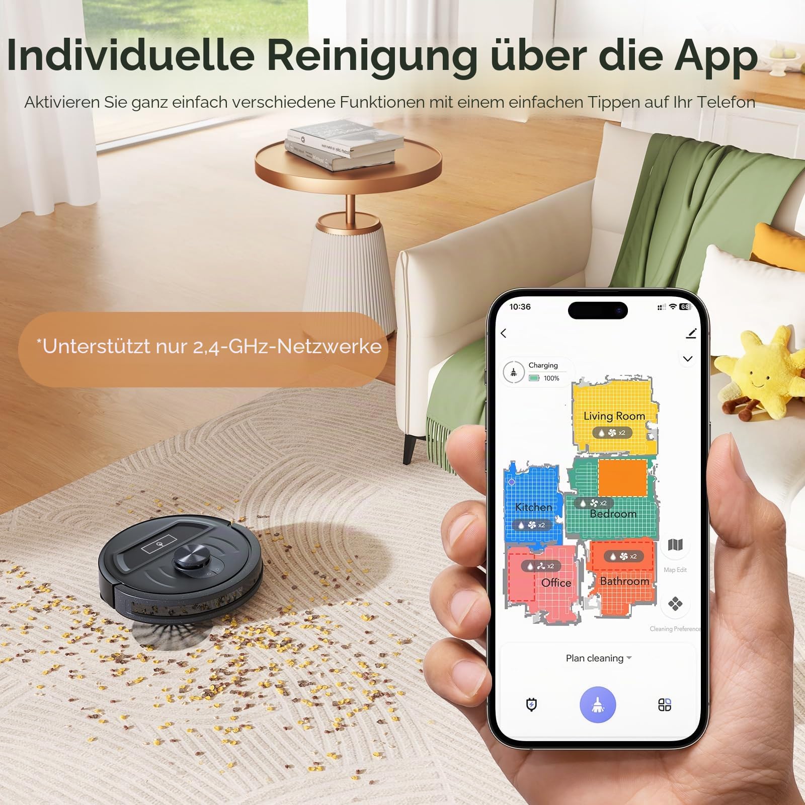 Lubluelu B20 Plus Saugroboter mit Wischfunktion, 5500Pa Starke Saugleistung Robot, präzise Kartierung mit LiDAR-Navigation