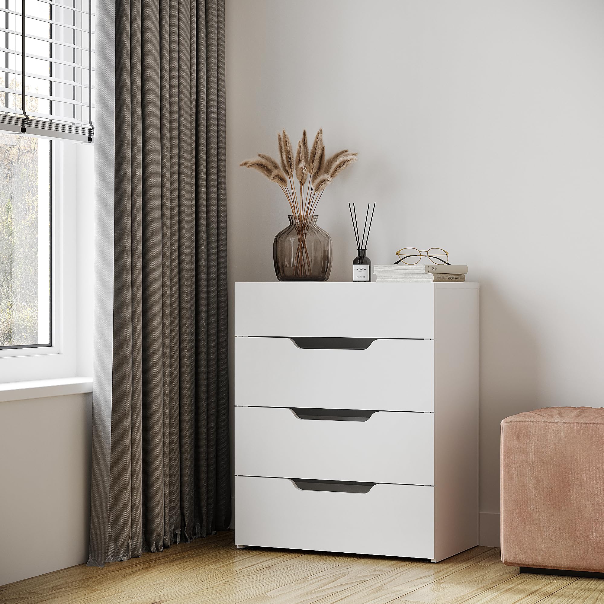 Komto Bureau Pliable Blanc avec 3 Tiroirs – Table Informatique PC, Meuble de Travail Gain de Place pour Petit Espace | FOLDY 128 x 60 x 75 cm