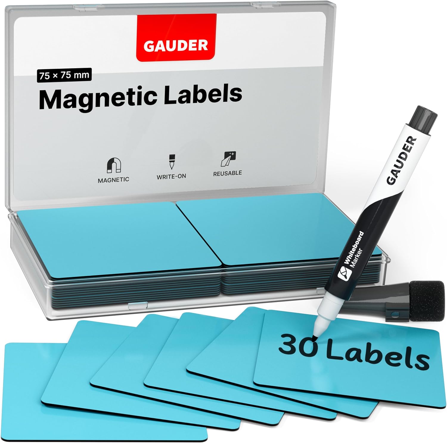 GAUDER Dry Erase Labels (75 x 75 mm) Labels to