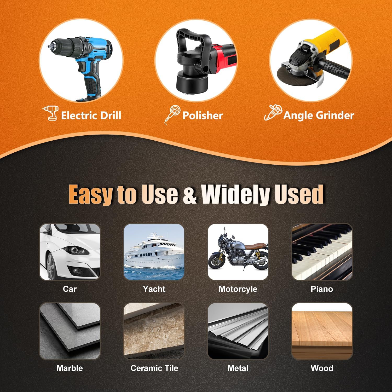 POLIWELL Buffing Polishing Pads 5 Inch, 7Pcs Buffing Sponge Pads Kit 5.5" Face for 5" Backing Plate, Compound Cutting Foam Pads, Wool Pad for Car Buffer Polisher, Compounding Polishing and Waxing - Image 6