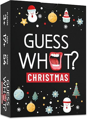Juego de cartas de Navidad Adivina lo que - Juego de fiesta de vacaciones para adultos, idea de regalo secreto de Papá Noel, relleno de calcetines