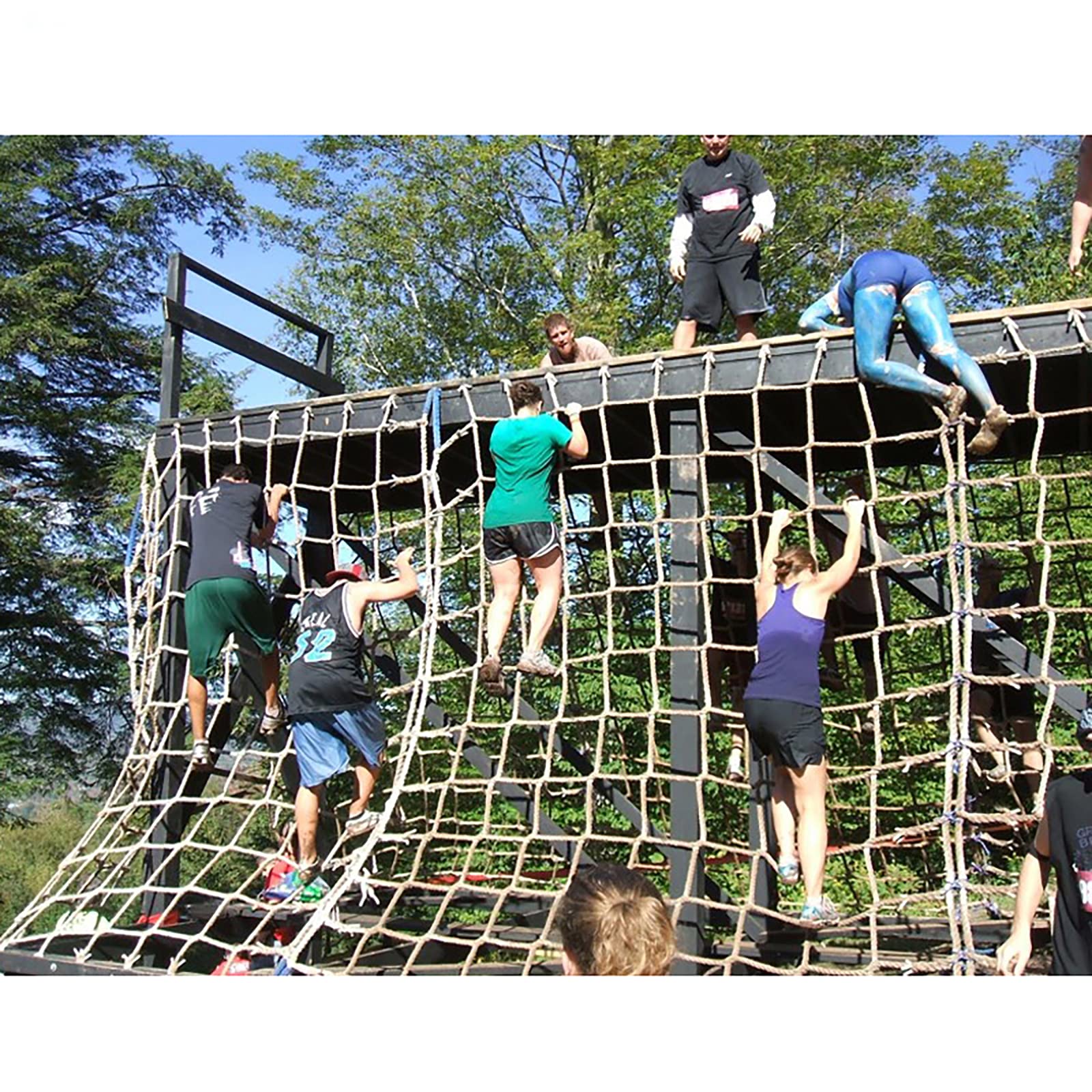 Yimihua Woven rope net 12mm * 15cm hemp rope net partition decorative fishing net protective net white rope children's staircase safety net cat net balcony net(Size:3 * 5M(10 * 16ft))