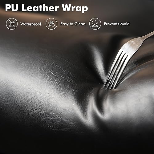 Miniatura 7 de Silla de oficina ejecutiva de respaldo alto con cómodo asiento profundo, silla de oficina moderna de piel sintética negra, silla de escritorio