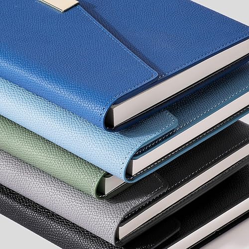 Miniatura 8 de EMSHOI Cuaderno rayado  192 páginas numeradas  Papel grueso de 3.53 ozm  A5 rayado universitario  Diario de cuero de tapa dura para mujeres y