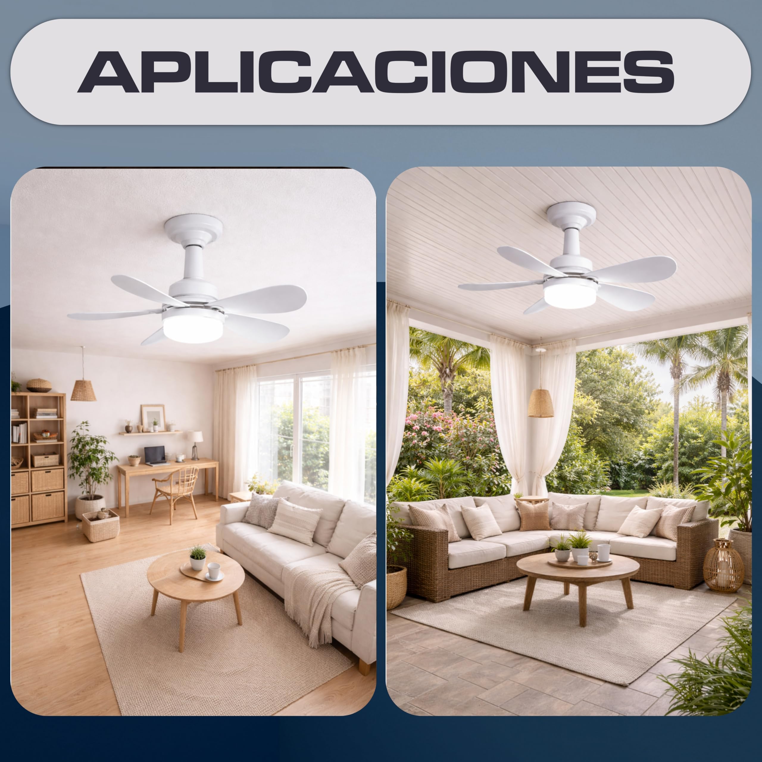 CLAR - Ventilador De Techo Con Luz, Ventilador Techo Habitación Pequeña, Ventilador De Techo Pequeño, Ceiling Fan With Light