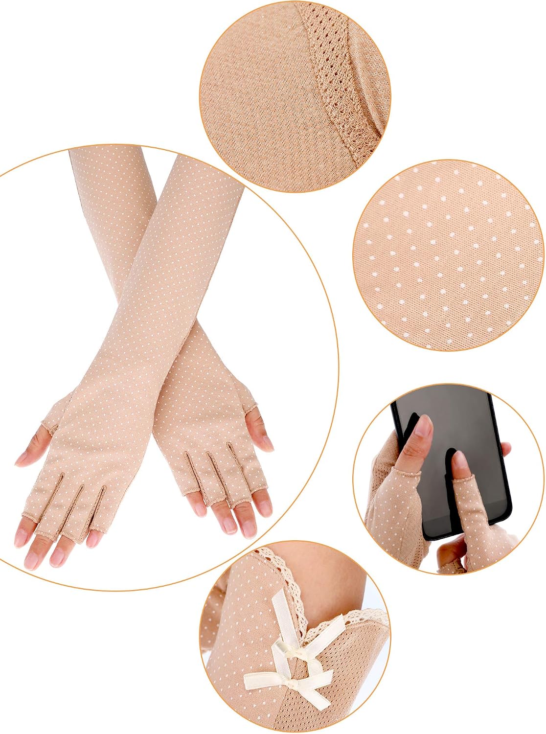 Chuangdi 2 Pairs Sun Gloves for Women UV Protection Long Driving Gloves Non Slip Arm Sun Protective Summer Outdoor Sports